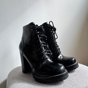 Jeffrey Campbell Black High-Heel Lace-Up Boots